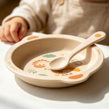 Cartoon Fox Ceramic Double-Handled Baby Bowl